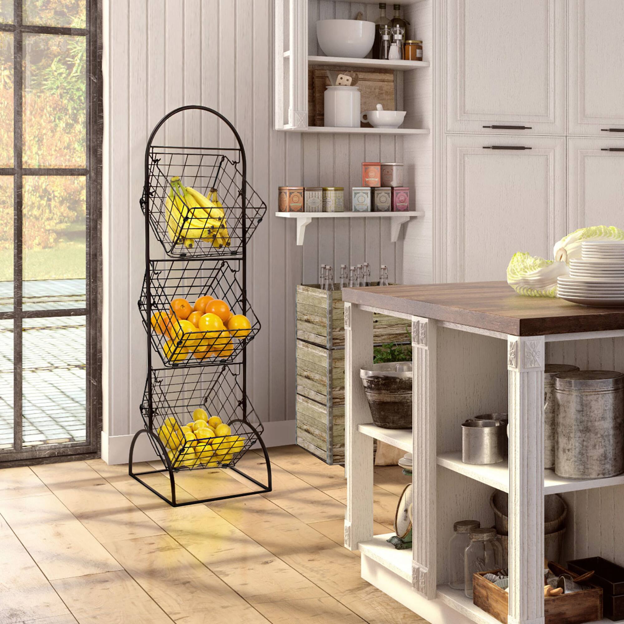 Sorbus 46.75" Black 3-Tier Adjustable Basket Stand